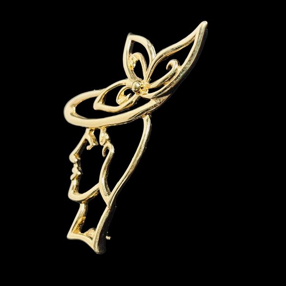 Vintage Lady Remington Gold Tone Fashion Woman Brooch (5009) - Picture 3 of 5